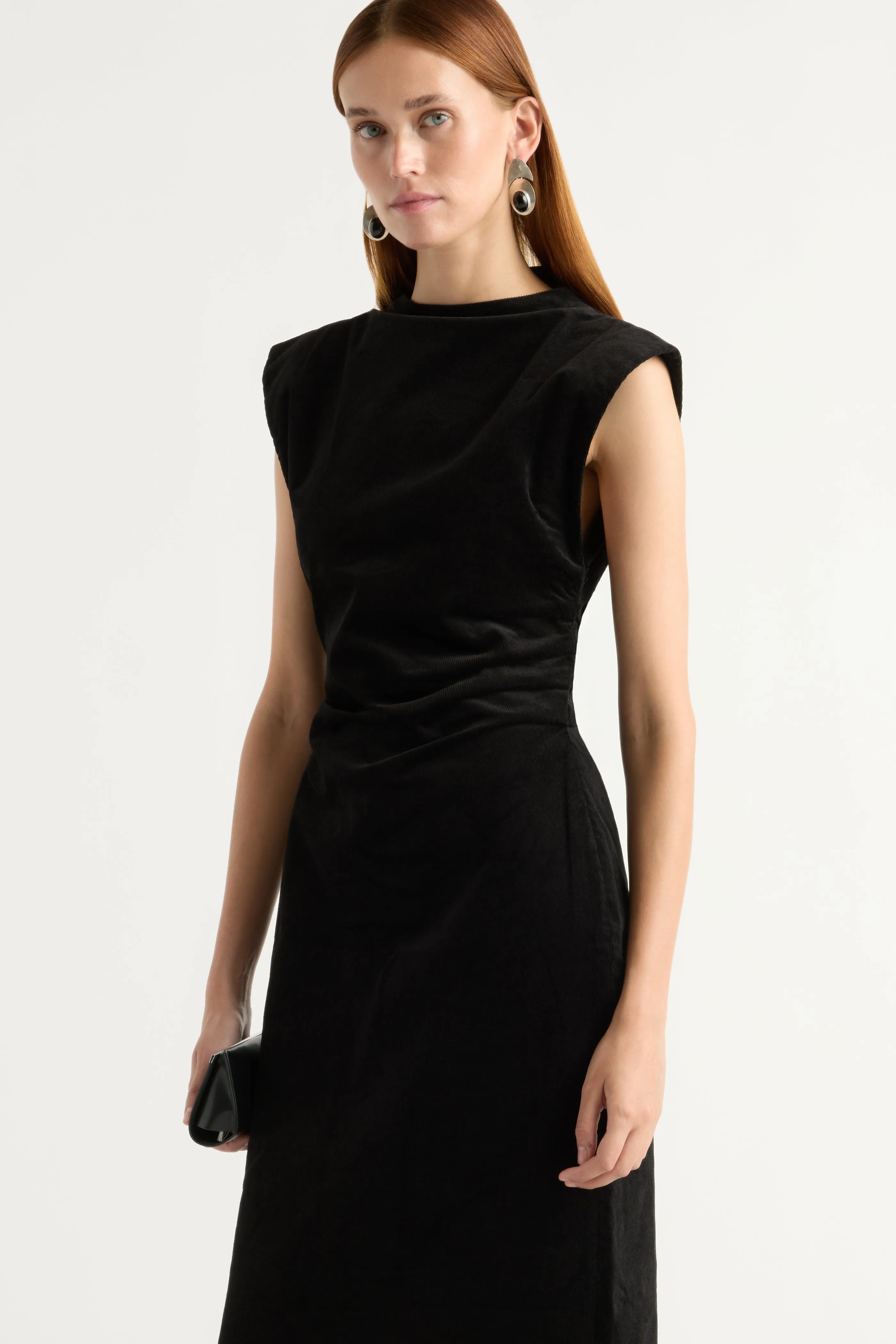 Cambria Structured Corduroy Dress Formal Style Flattering Cut Wear