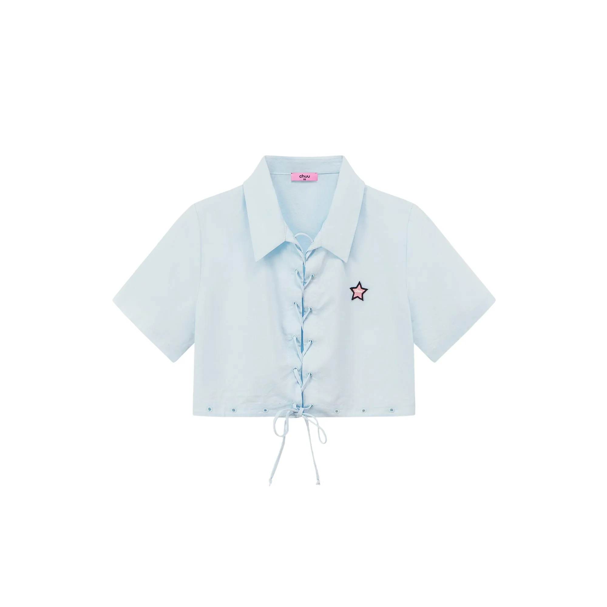 Lace Up Star Cropped Shirt