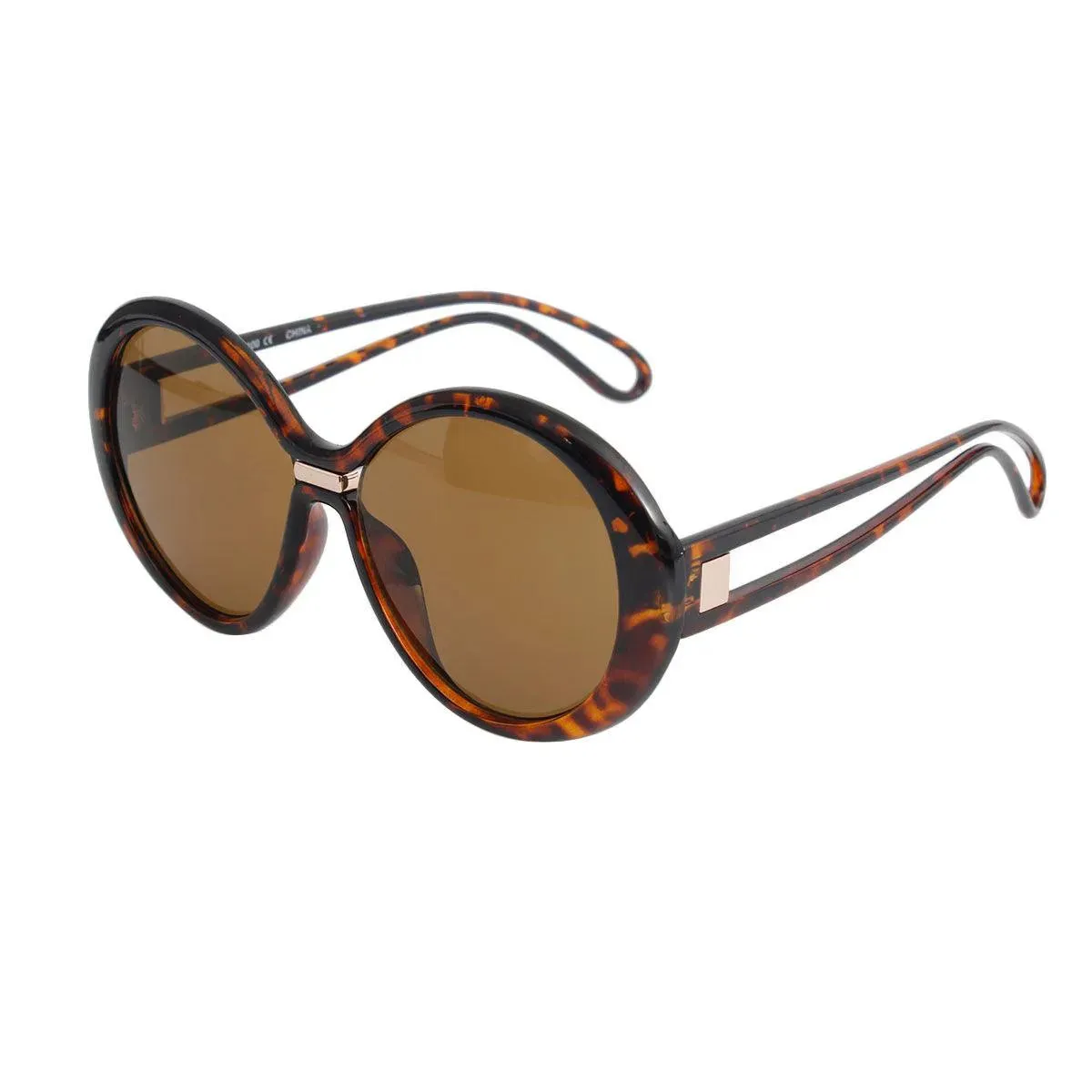 Ladies Sleek Gradient Round Sunglasses Timeless Feel in Faux Tortoiseshell