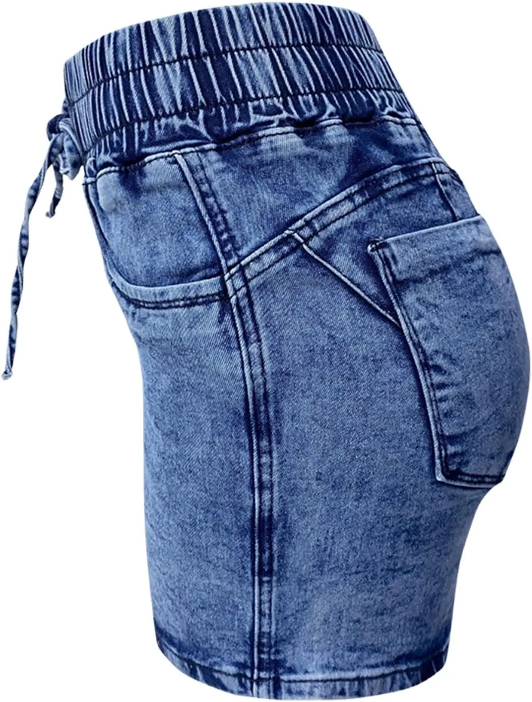 Lady Solid Color Washed Ripped High Waisted Stretch Denim Shorts High Waisted Athletic Shorts Women