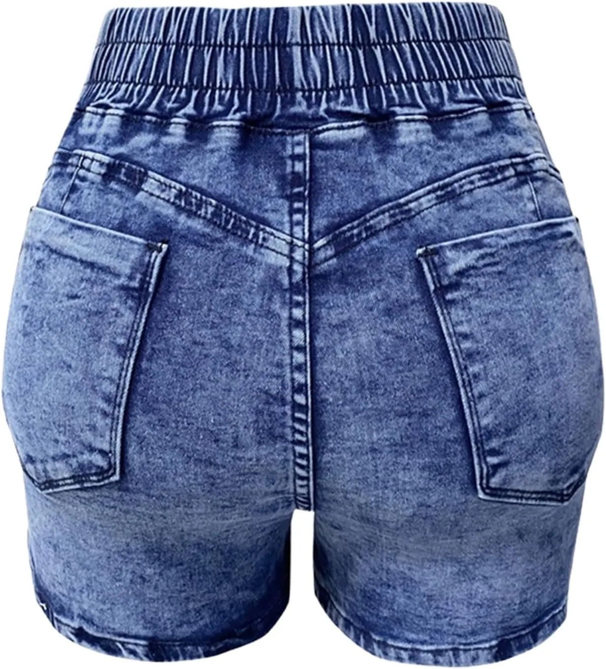 Lady Solid Color Washed Ripped High Waisted Stretch Denim Shorts High Waisted Athletic Shorts Women