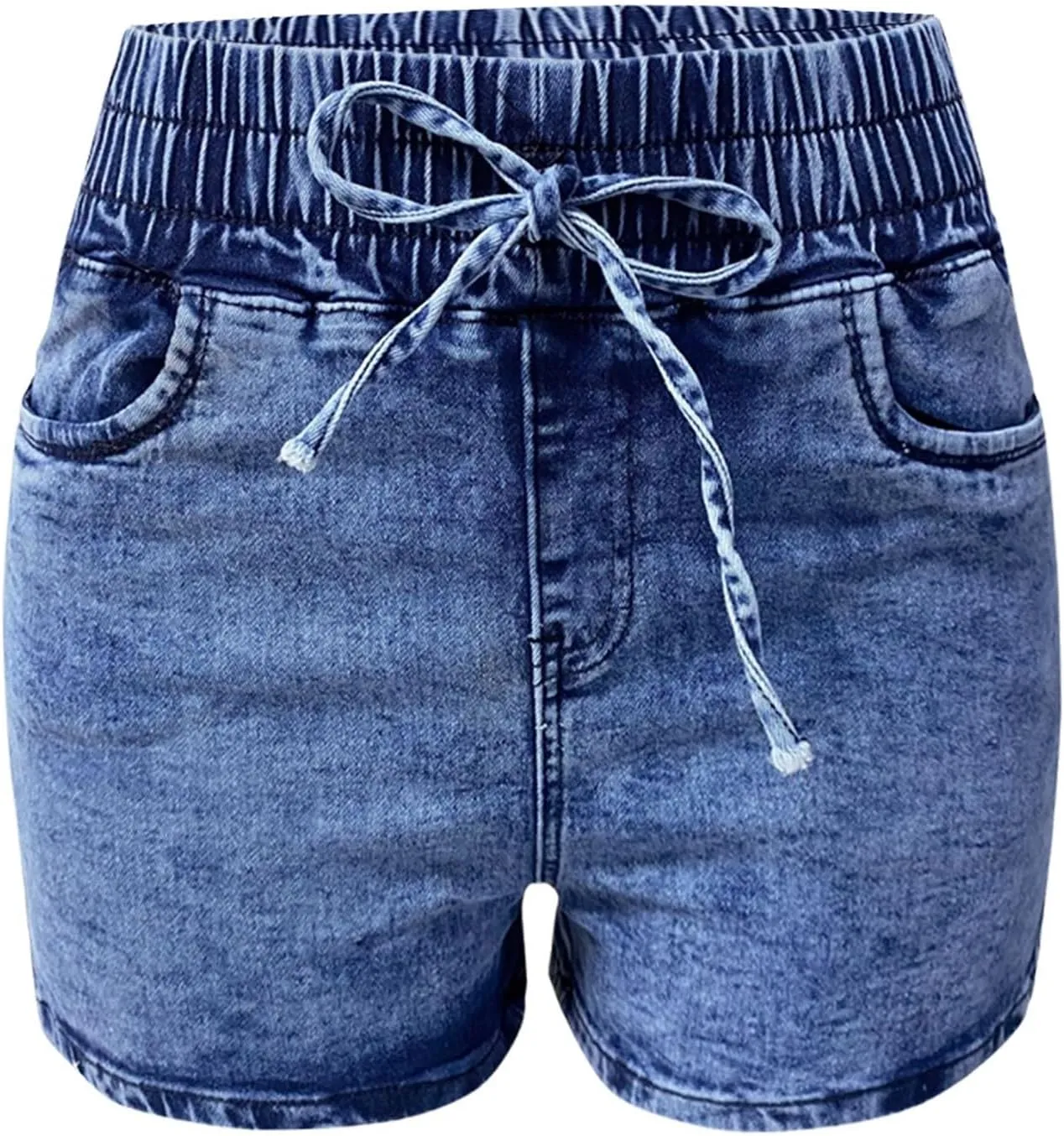 Lady Solid Color Washed Ripped High Waisted Stretch Denim Shorts High Waisted Athletic Shorts Women