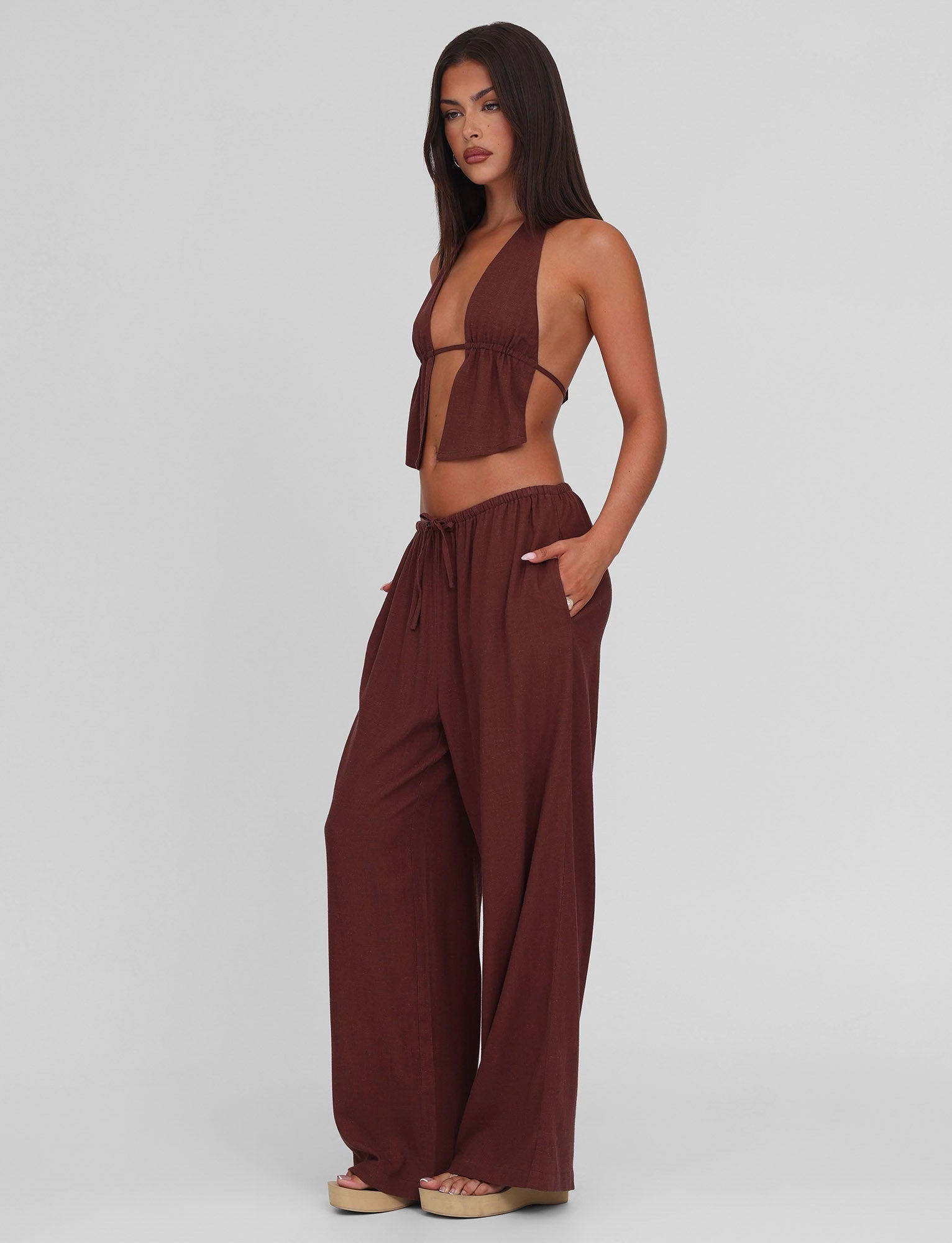 Belt loops Sweat Wicking Lining LAINEY PANT - CHOCOLATE