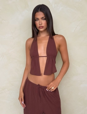 LAINEY TOP - CHOCOLATE Yarn Dye Stripe