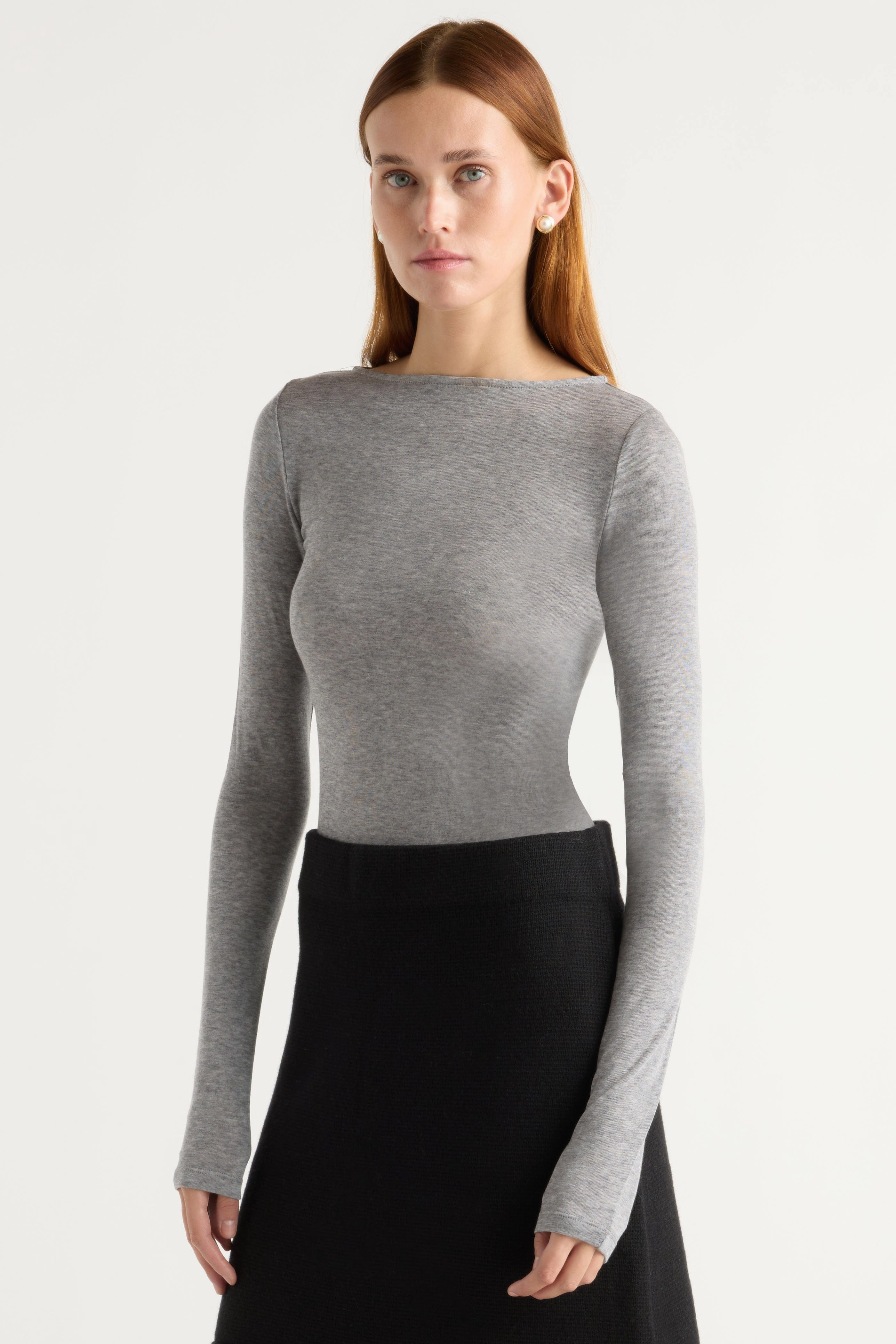 Tapered Side Panels Breathable Linen Blend Lana Tencel-Wool Semi-Sheer Tee