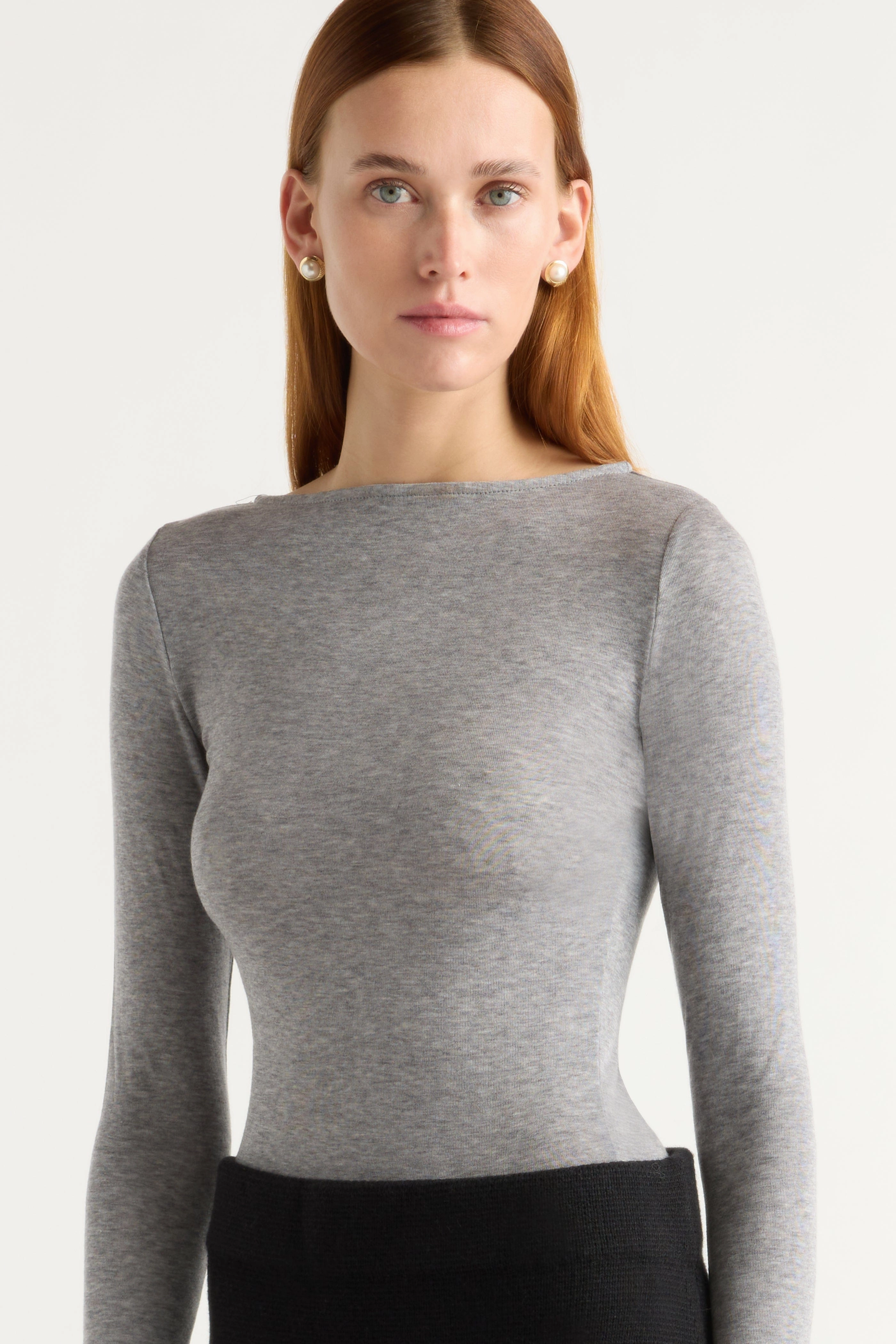 Wide Shoulder Cut Lana Tencel-Wool Semi-Sheer Tee