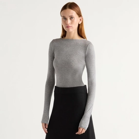 AbrasionResistant ConvertibleCollar Lana Tencel-Wool Semi-Sheer Tee
