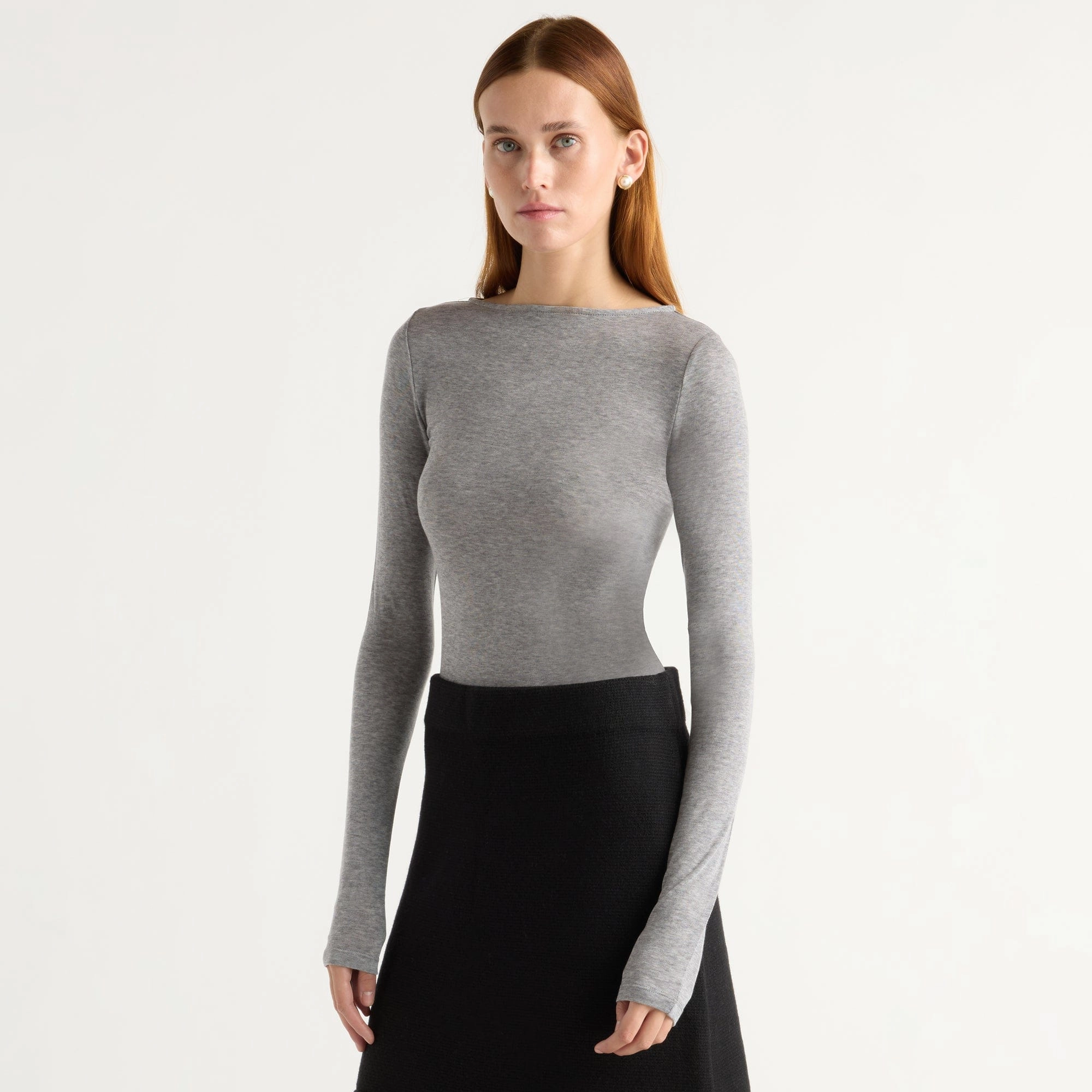 AbrasionResistant ConvertibleCollar Lana Tencel-Wool Semi-Sheer Tee