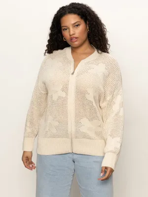 city lights Flower Pop Open Stitch Jacket Eco Natural Extended Sizing
