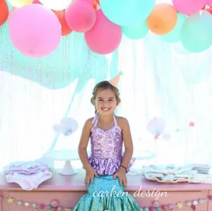 Lavender Sequin Halter Peplum Top