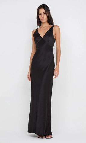 AUSTEN V NECK MAXI DRESS - BLACK Occasion Ready Modern Waistband