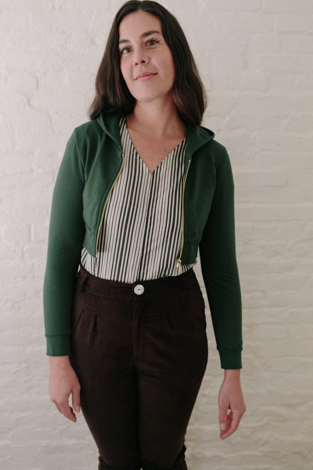 AntiStatic Lining Cropped Hoodie In Emerald Green