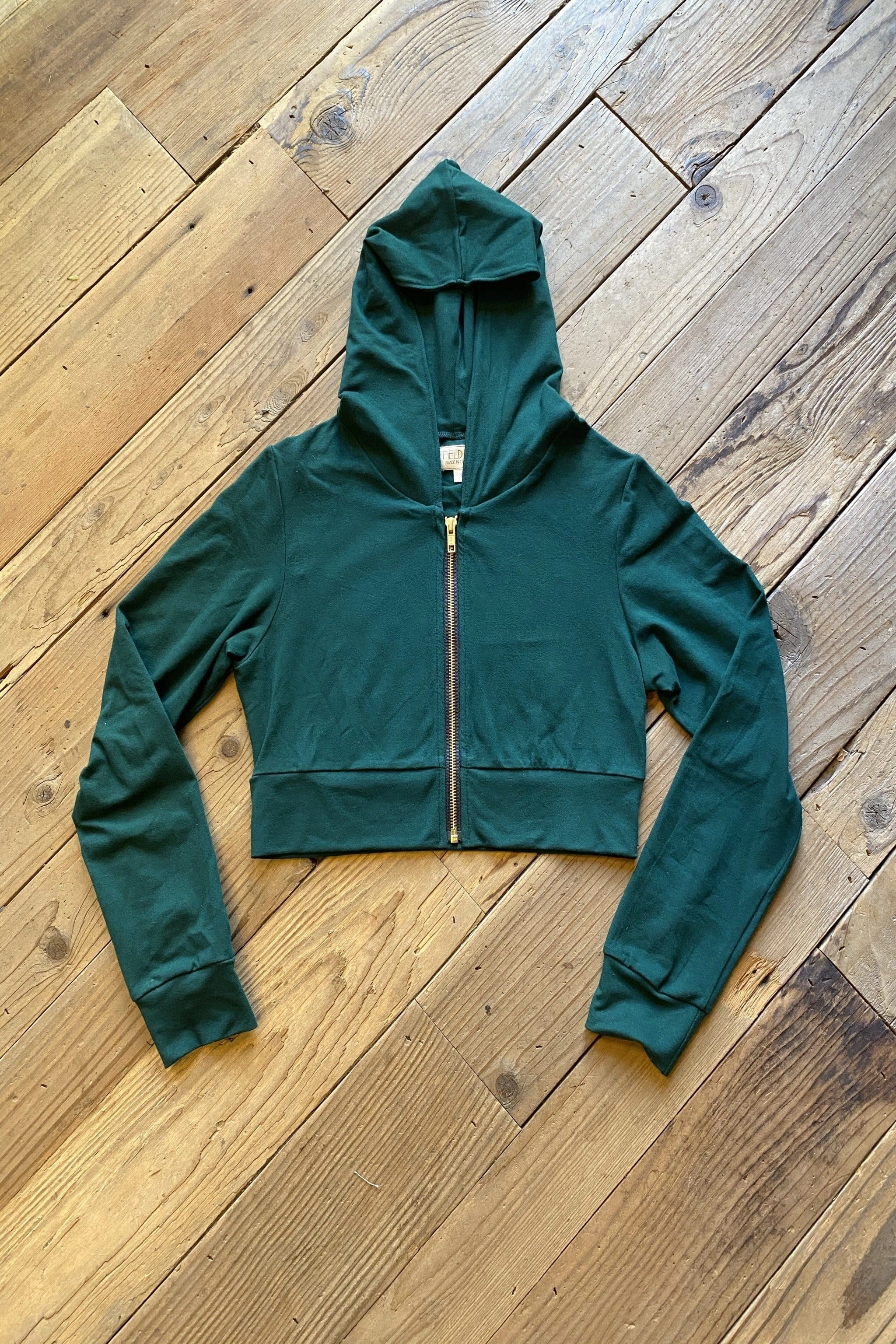 Cropped Hoodie In Emerald Green Quiet Style Effortless Comfort