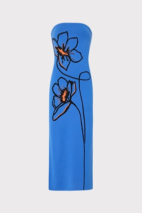 Floral Strapless Knit Midi Dress Eco Dyeing Method