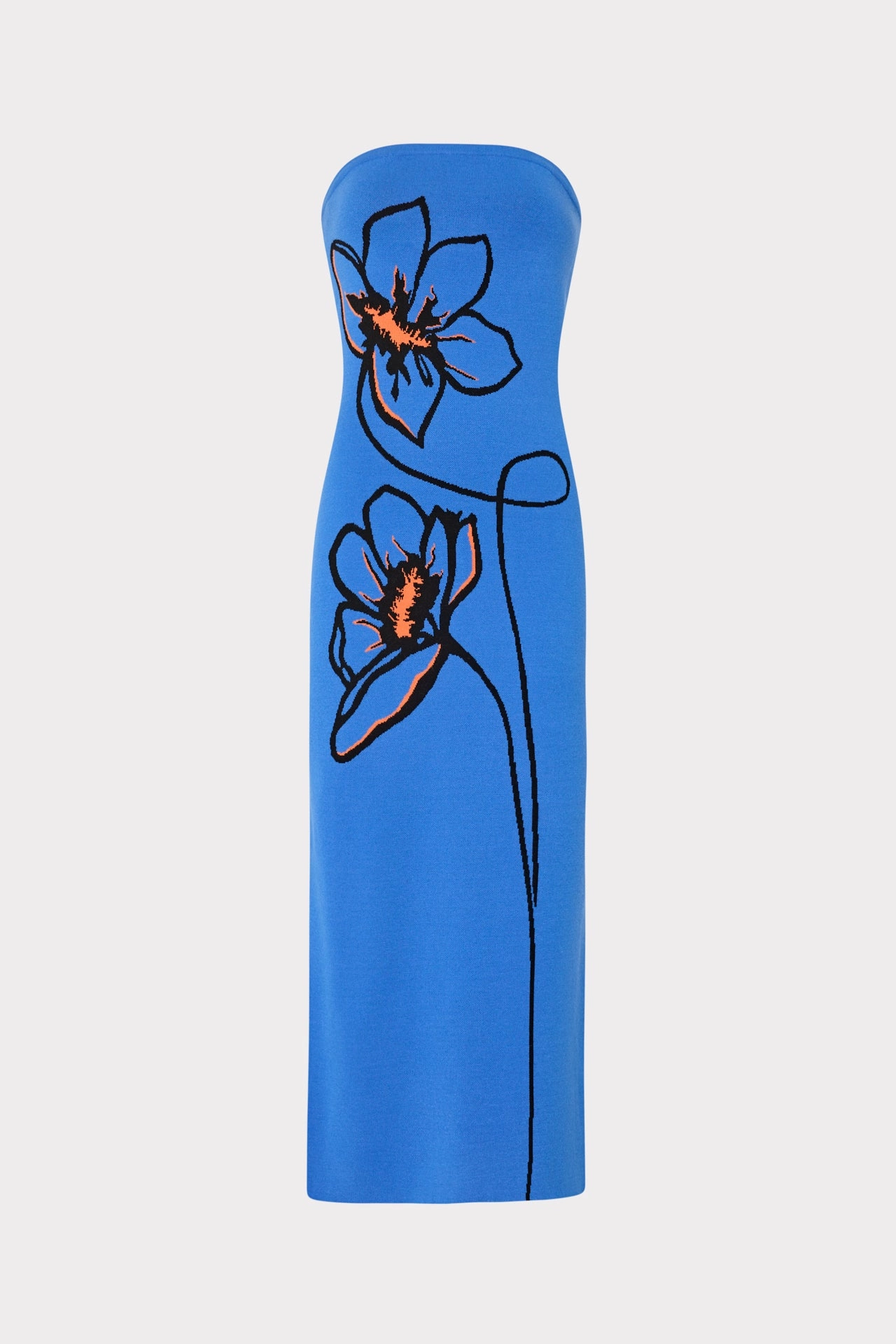 Floral Strapless Knit Midi Dress Eco Dyeing Method