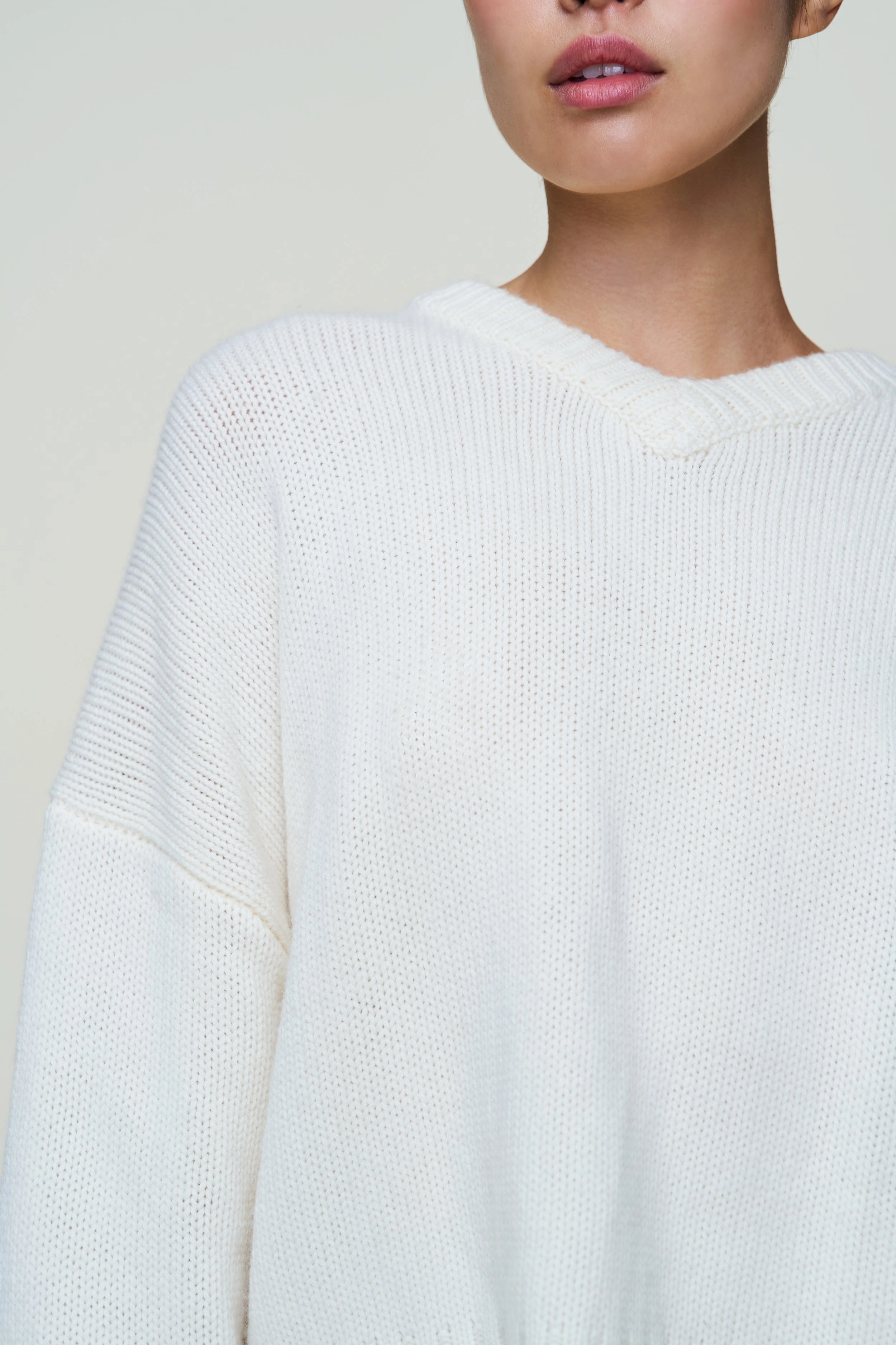 Joni Cashmere V-Neck Jumper Cozy Loopback Fabric