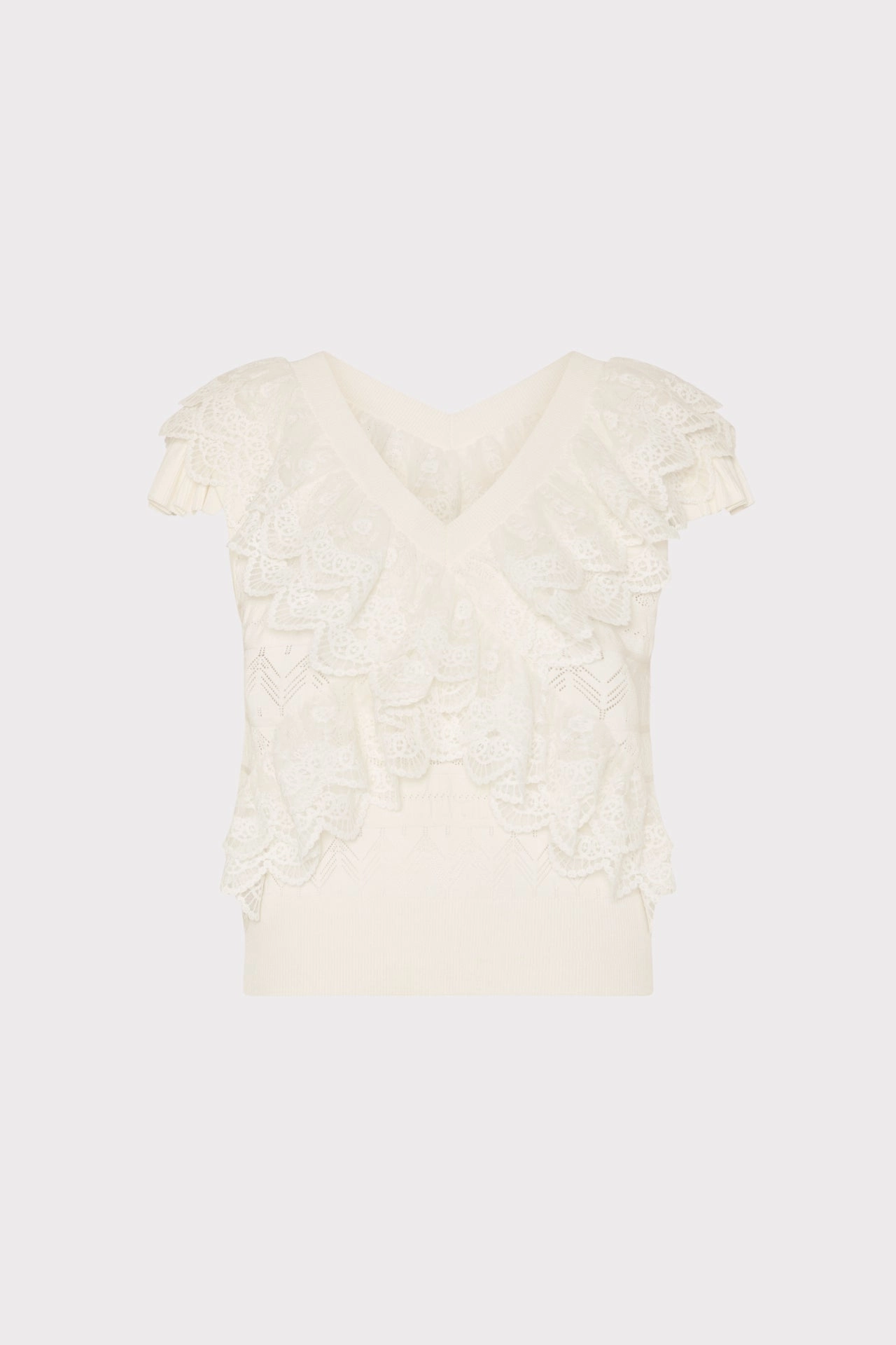 Fabric Softener Compatibility Chart Classic Warmth Lace Ruffle Knit V-Neck Top