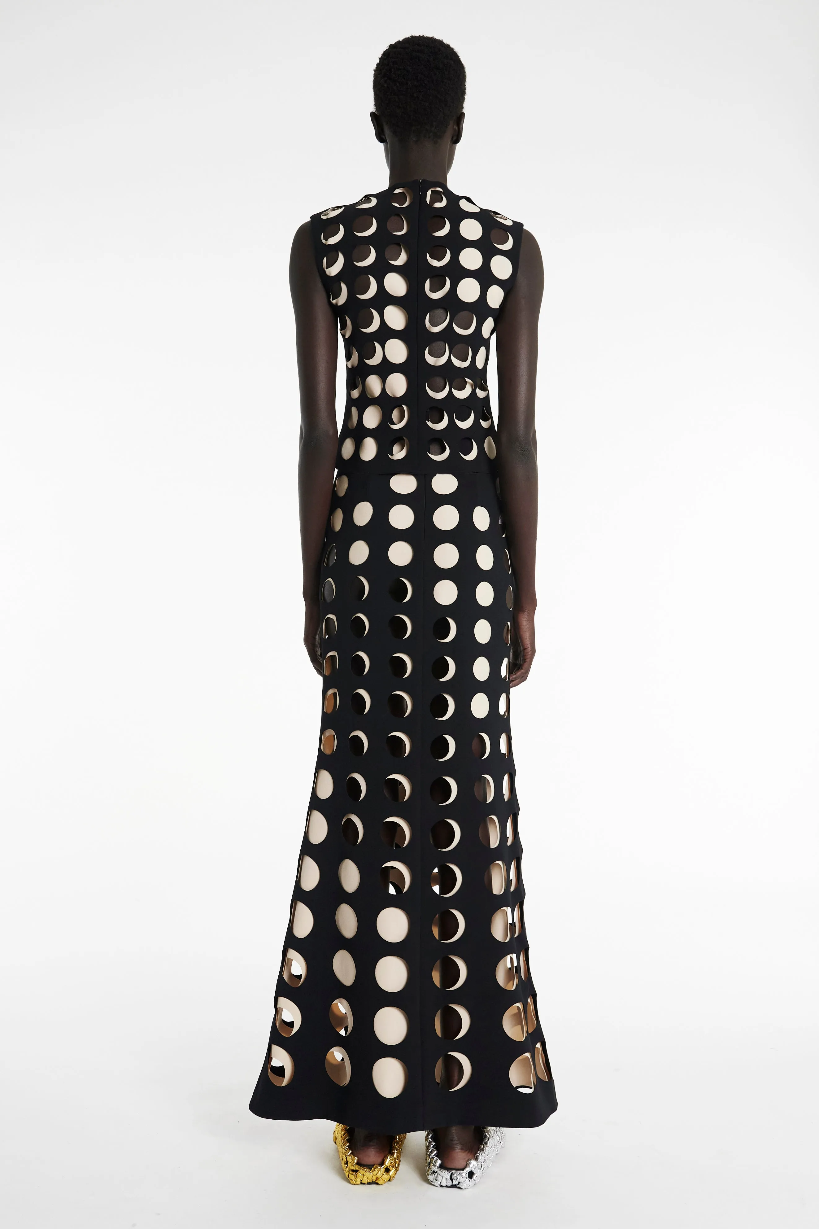 Cozy Vibe Layered Circular Cutouts Skirt Black Nude