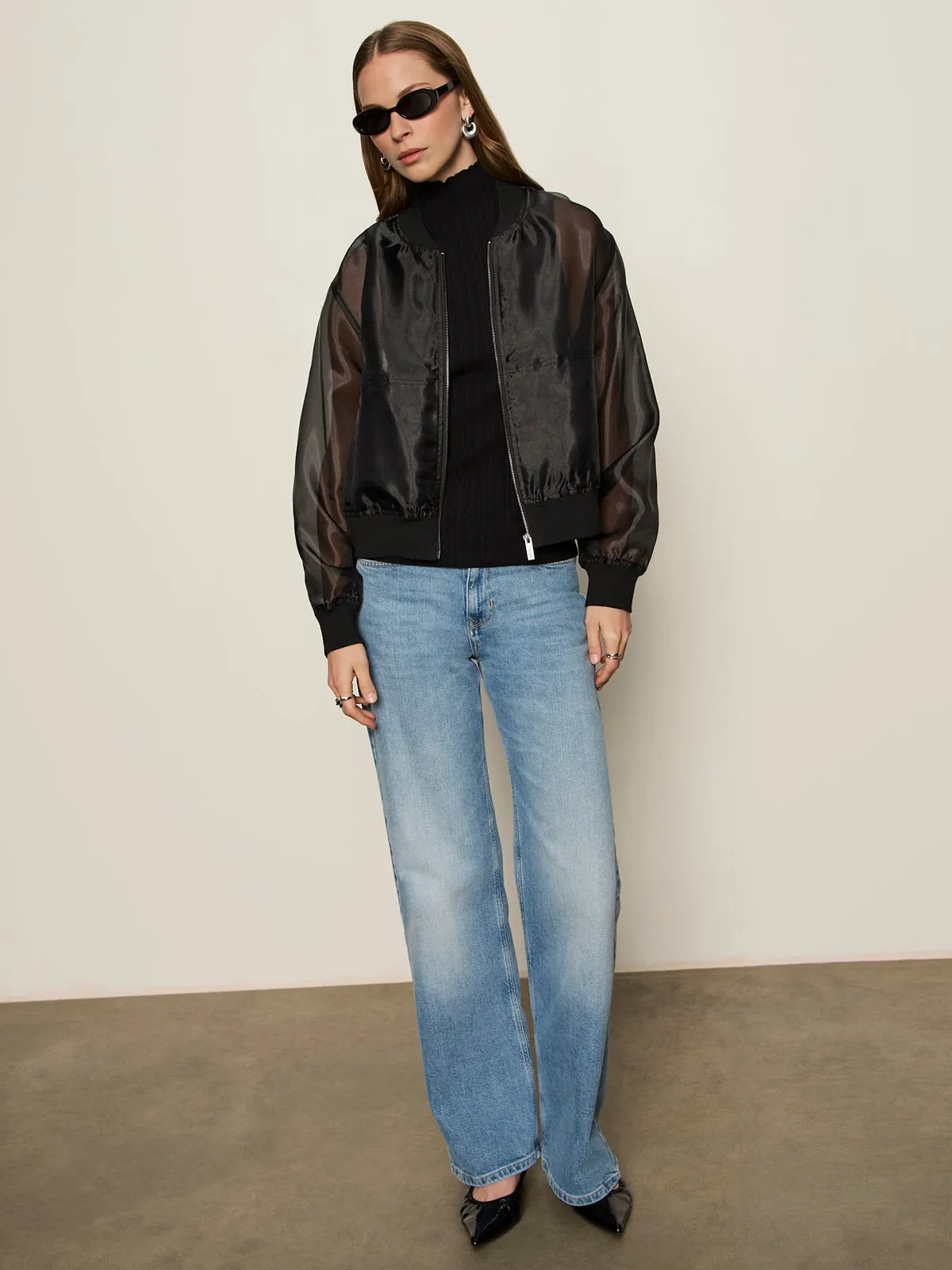 Shane Organza Bomber Black FullLengthZip