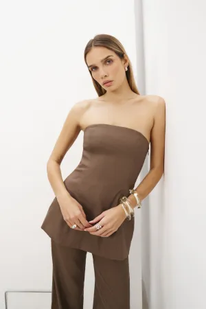 Strapless Linen A Line Bodice - Truffle Breathable mesh