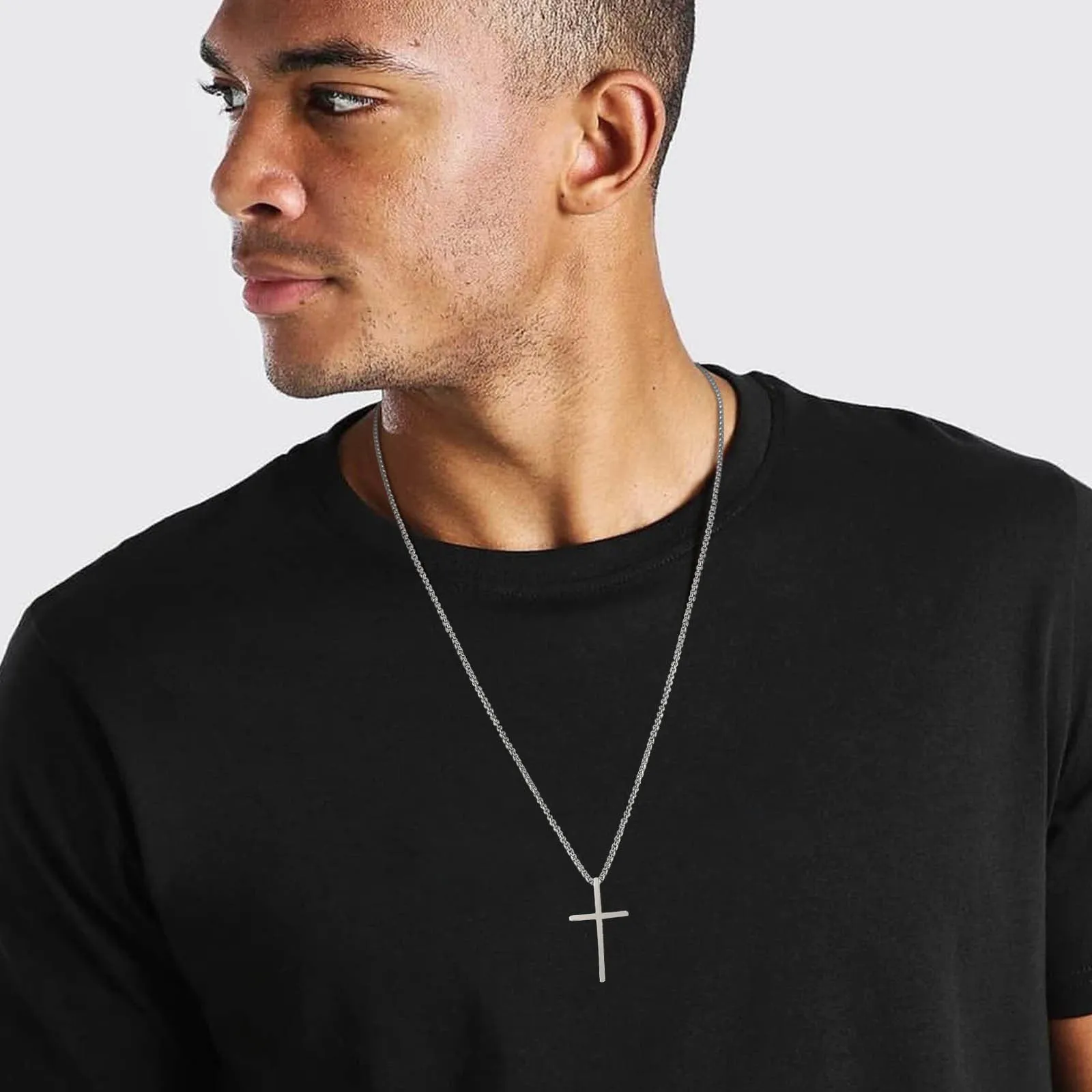 Layered Plain Cross Pendant Necklace