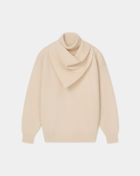 Blaer - Chunky Merino Sweater - Creme Circular Knit Technique Multipanel Construction