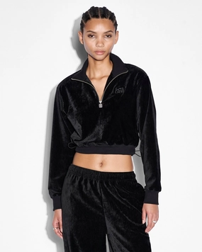 hypoallergenic material Timeless Pick RICHIE HALF ZIP CROP BLACK