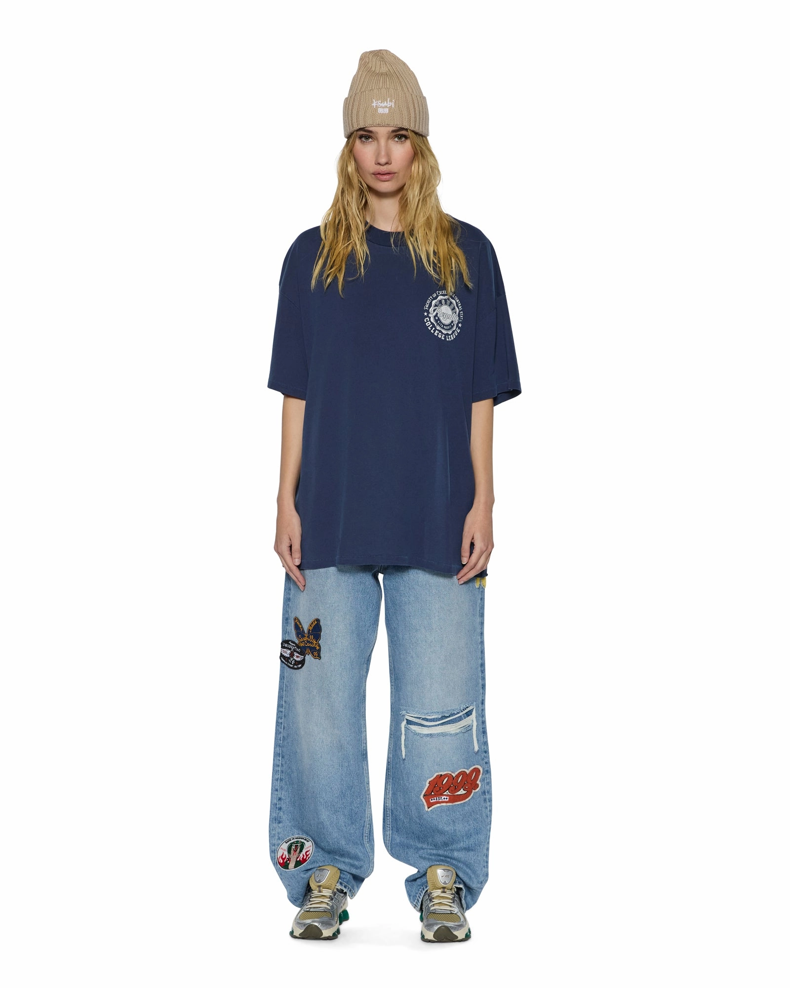 STACKS BOYFRIEND SS TEE INK BLUE Sport Hoodie Water Repellent Finish