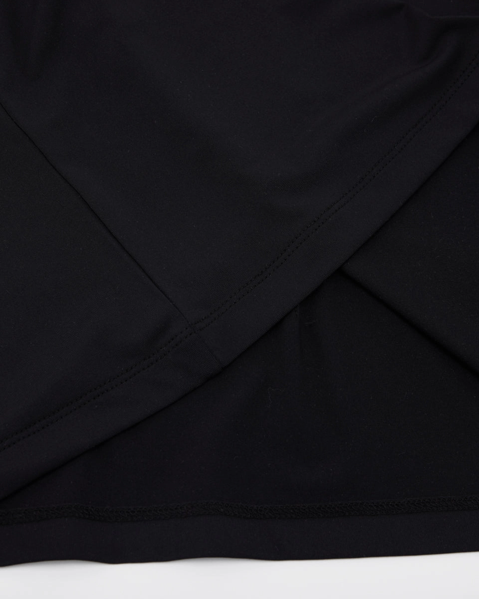 PlacketDetail Shirring ribbon high neck t-shirt - Black