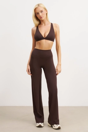 Base Sculpting Wide Leg Trousers - Carob Tactile Soft Texture