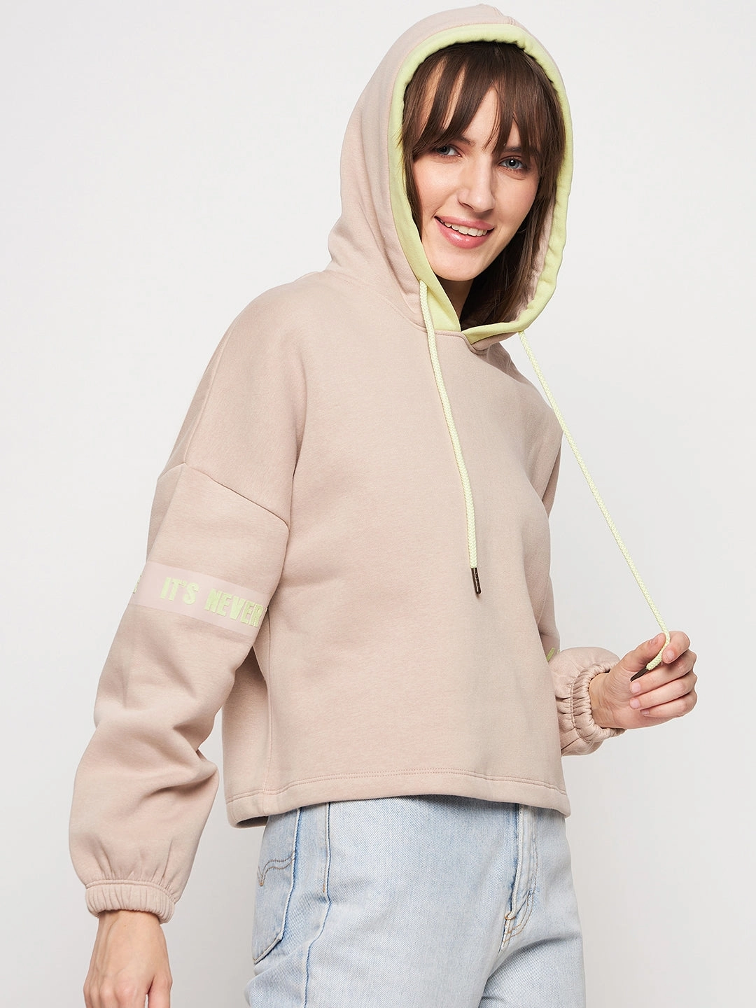 product dancing suitable rhythm clip accents Madame Beige Hood Neck Sweatshirt