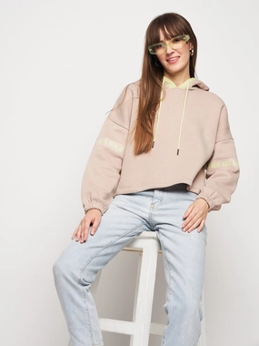 Madame Beige Hood Neck Sweatshirt High End Active Comfort