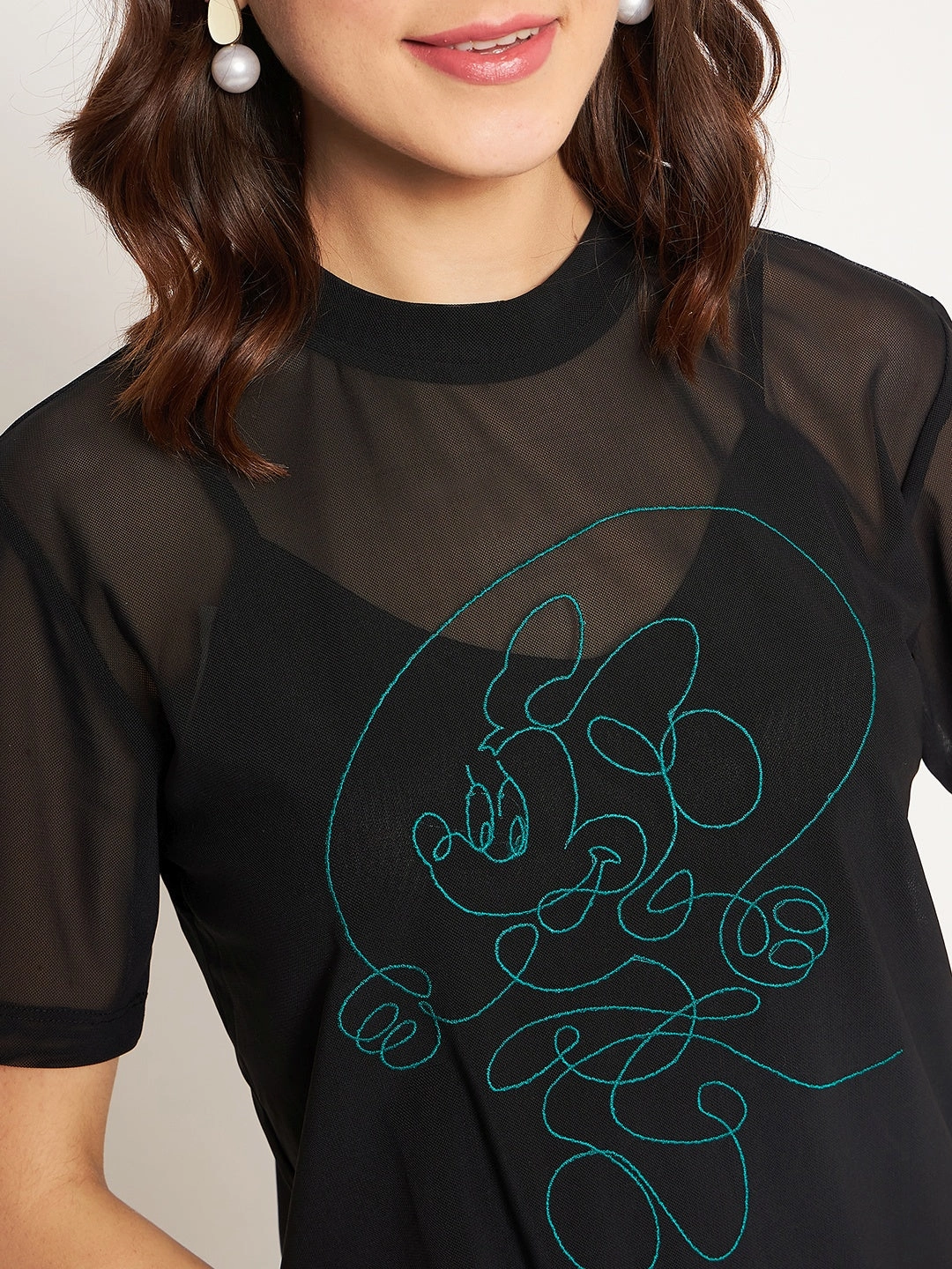 Temperature Control Fabric Adaptive Temperature Control Madame Black Disney Print Top