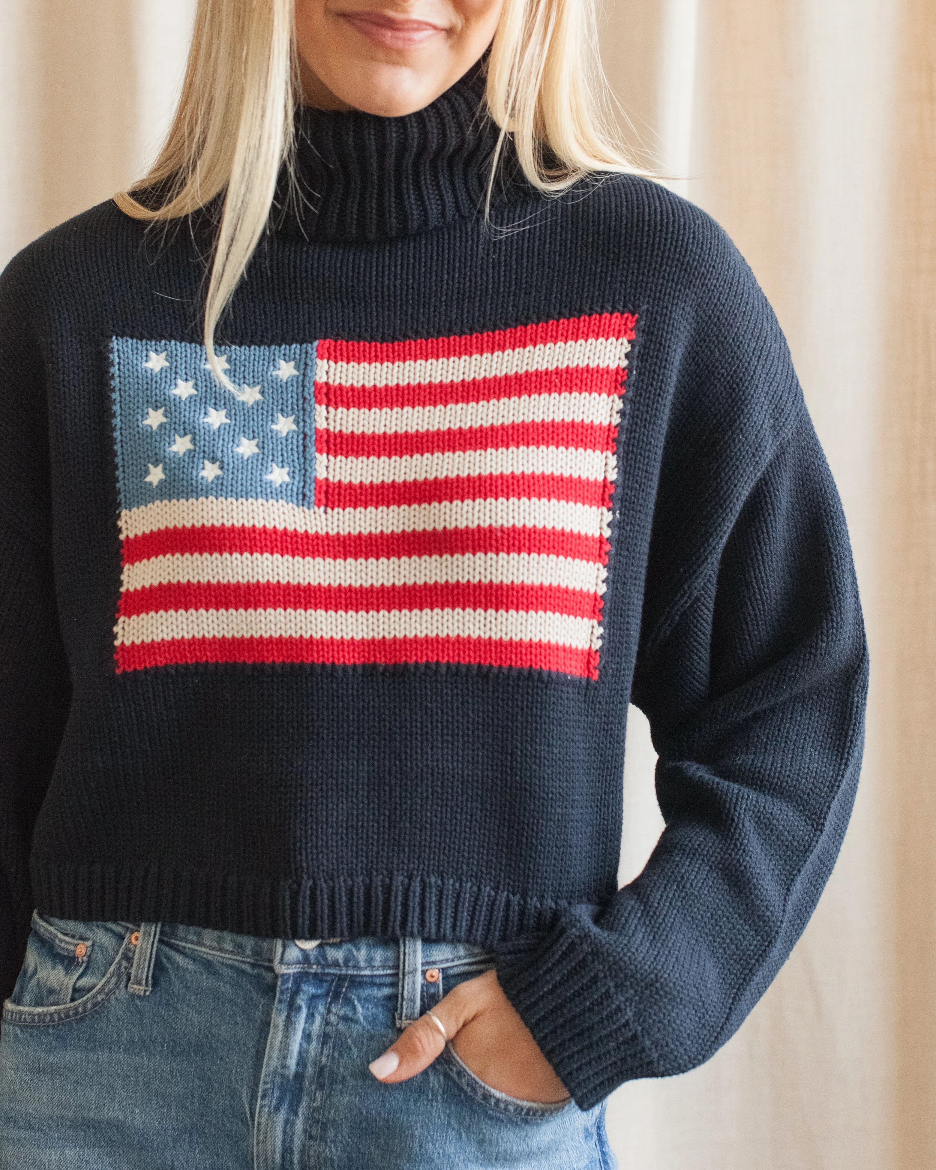 Organic Cotton Americana Navy Turtleneck