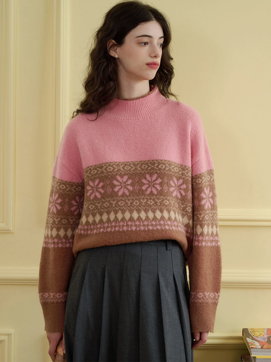 Subtle Details ??Final Sale??Savannah Geo Pattern Drop Shoulder Sweater