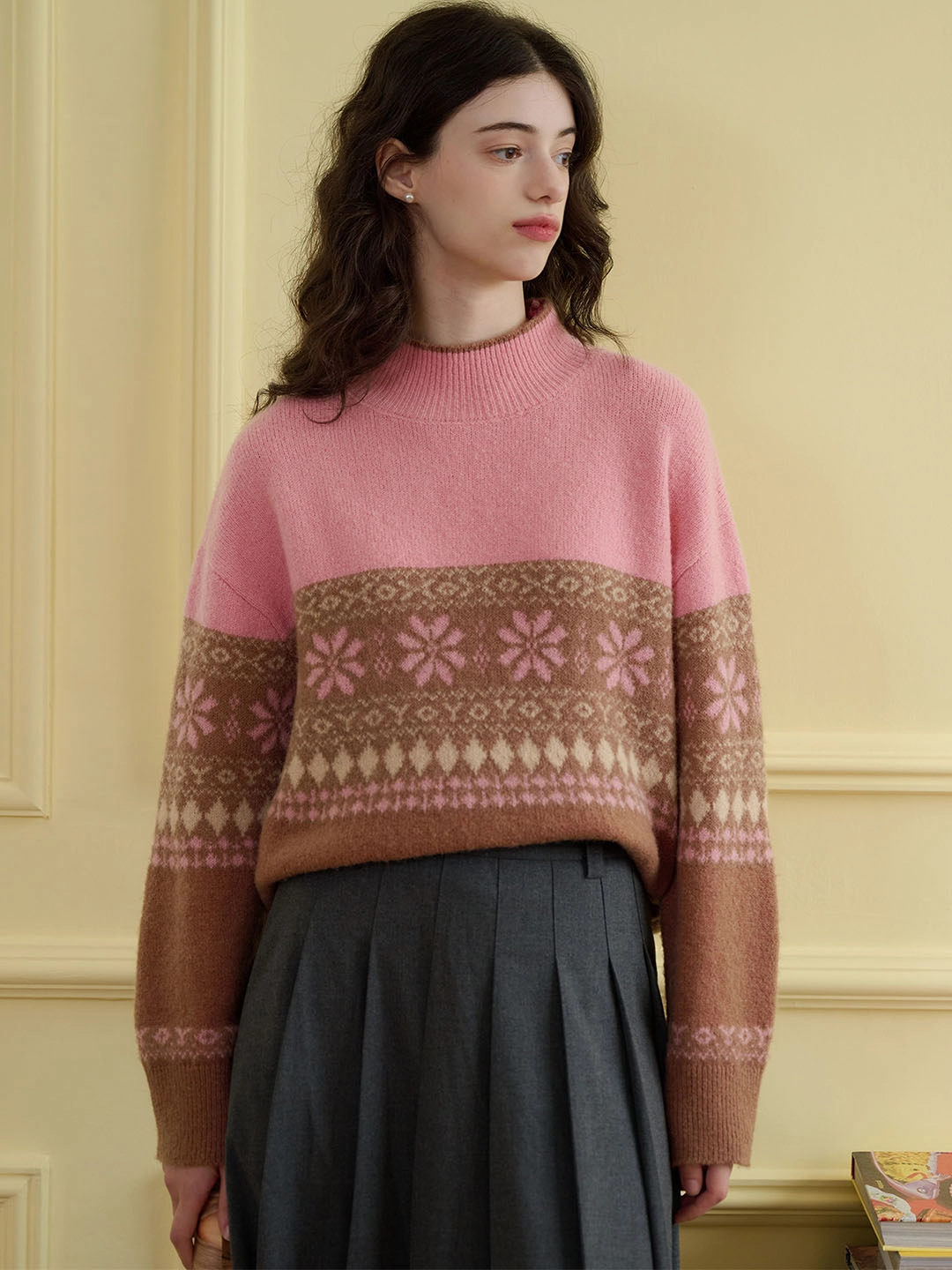 ??Final Sale??Savannah Geo Pattern Drop Shoulder Sweater Day Layer Circular Knit Technique