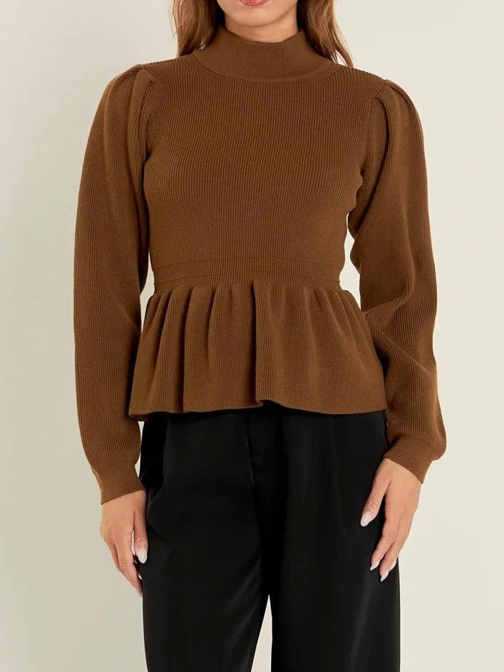 Daily Layer Breathable mesh panel McKenzie Peplum Sweater
