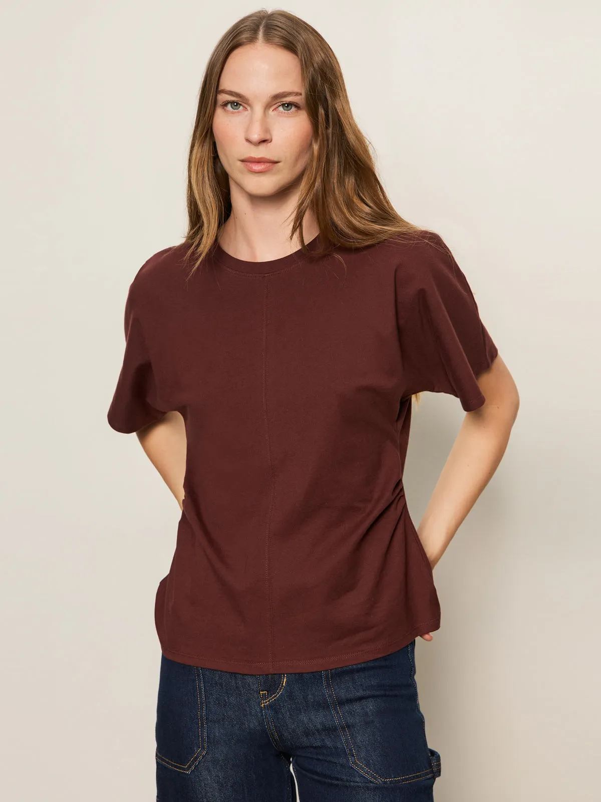Shirred Waist Dolman Tee Chicory Modern Fit