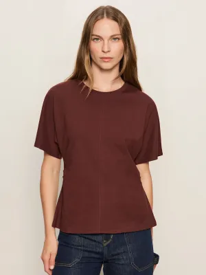 Shirred Waist Dolman Tee Chicory Breathable Fit Wear Casual Layer