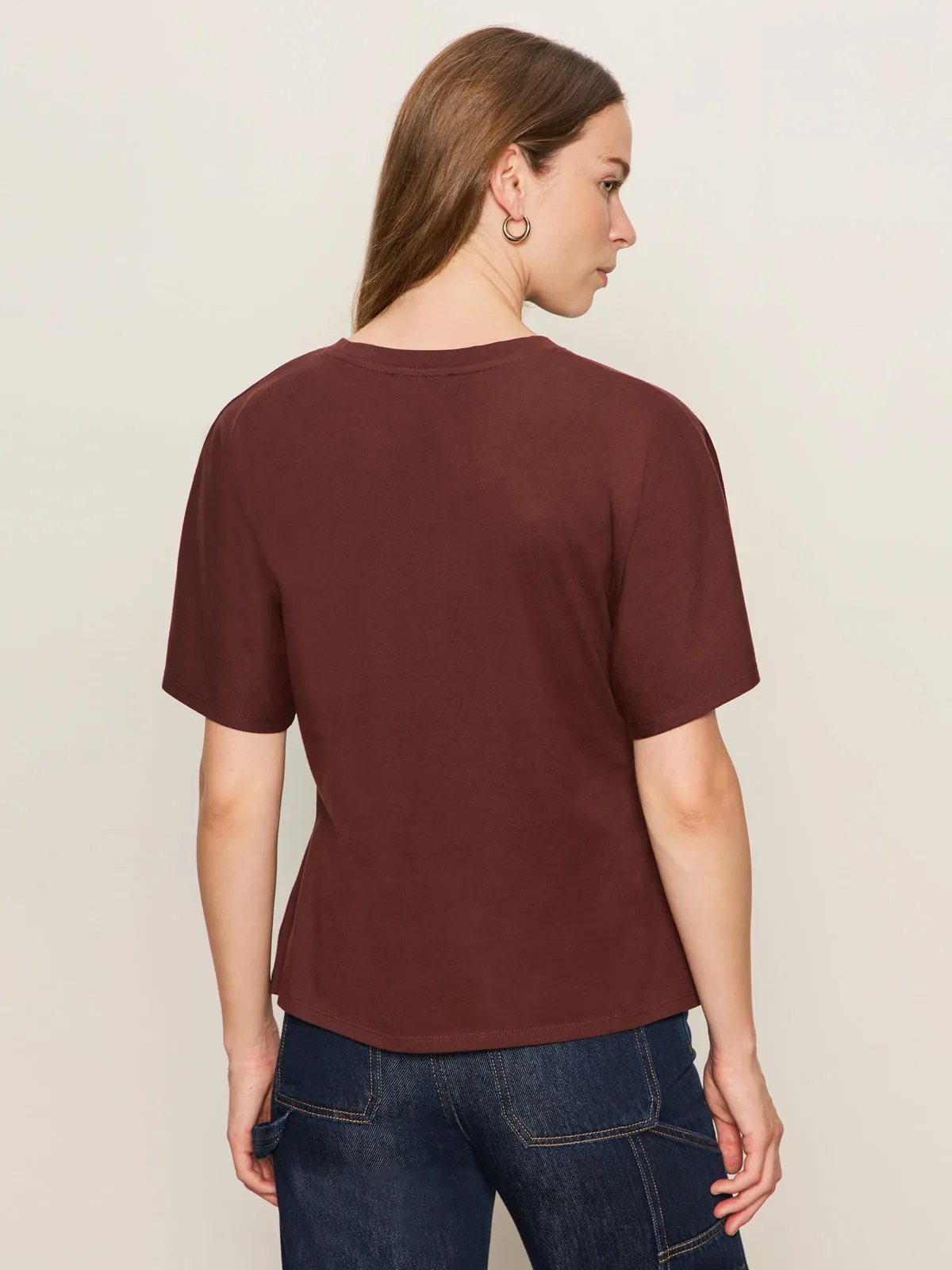 Perfect Comfort Shirred Waist Dolman Tee Chicory