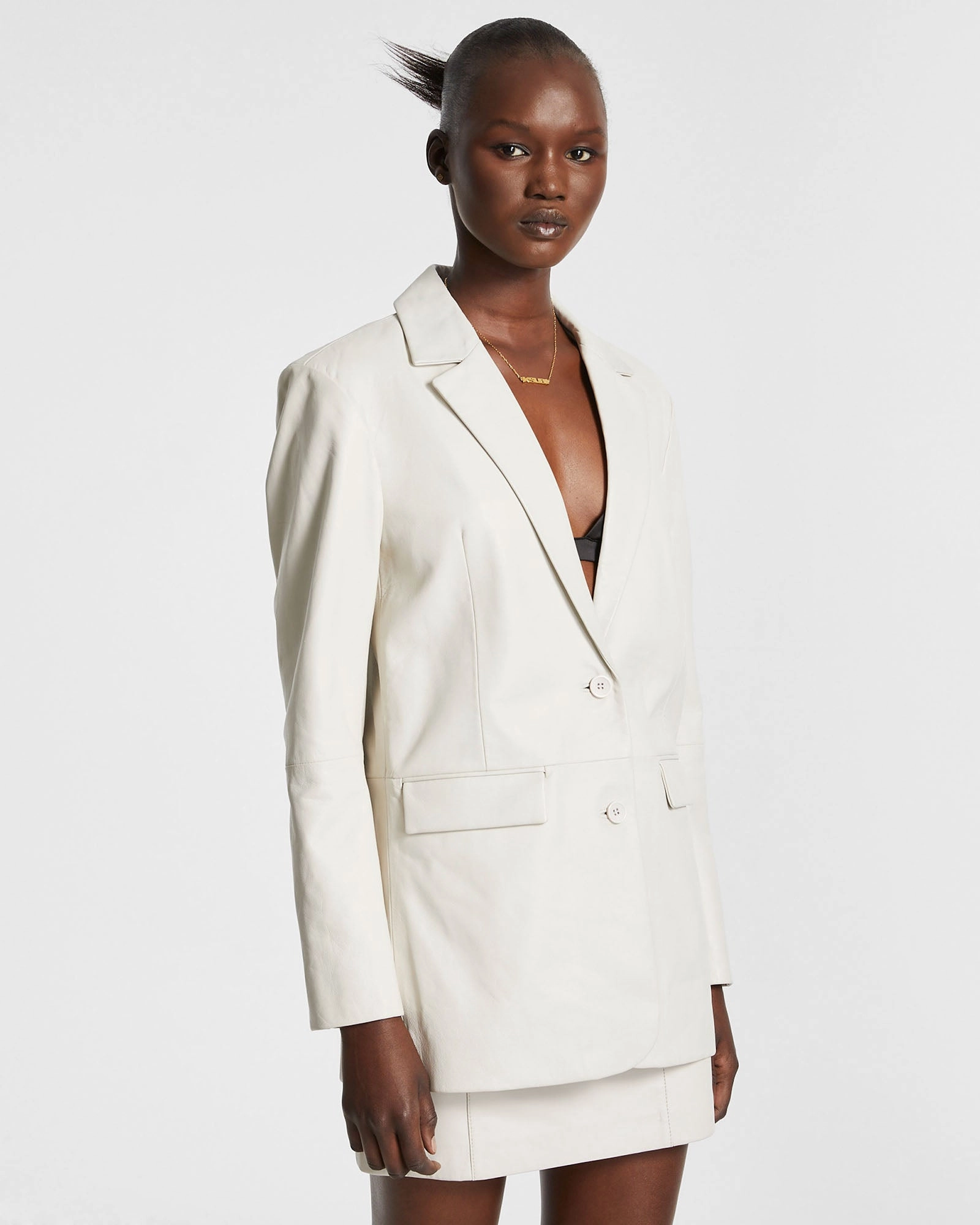 Comfort Focused Design Sport Function VIVIAN LEATHER BLAZER OFF WHITE