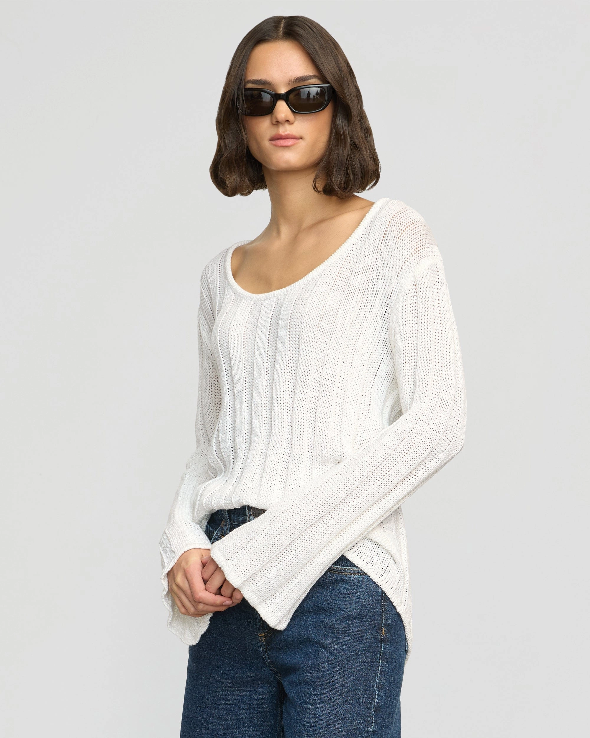 Leah Ribbed Scoop-Neck Sweater ShockAbsorbing AllSeason Wearability