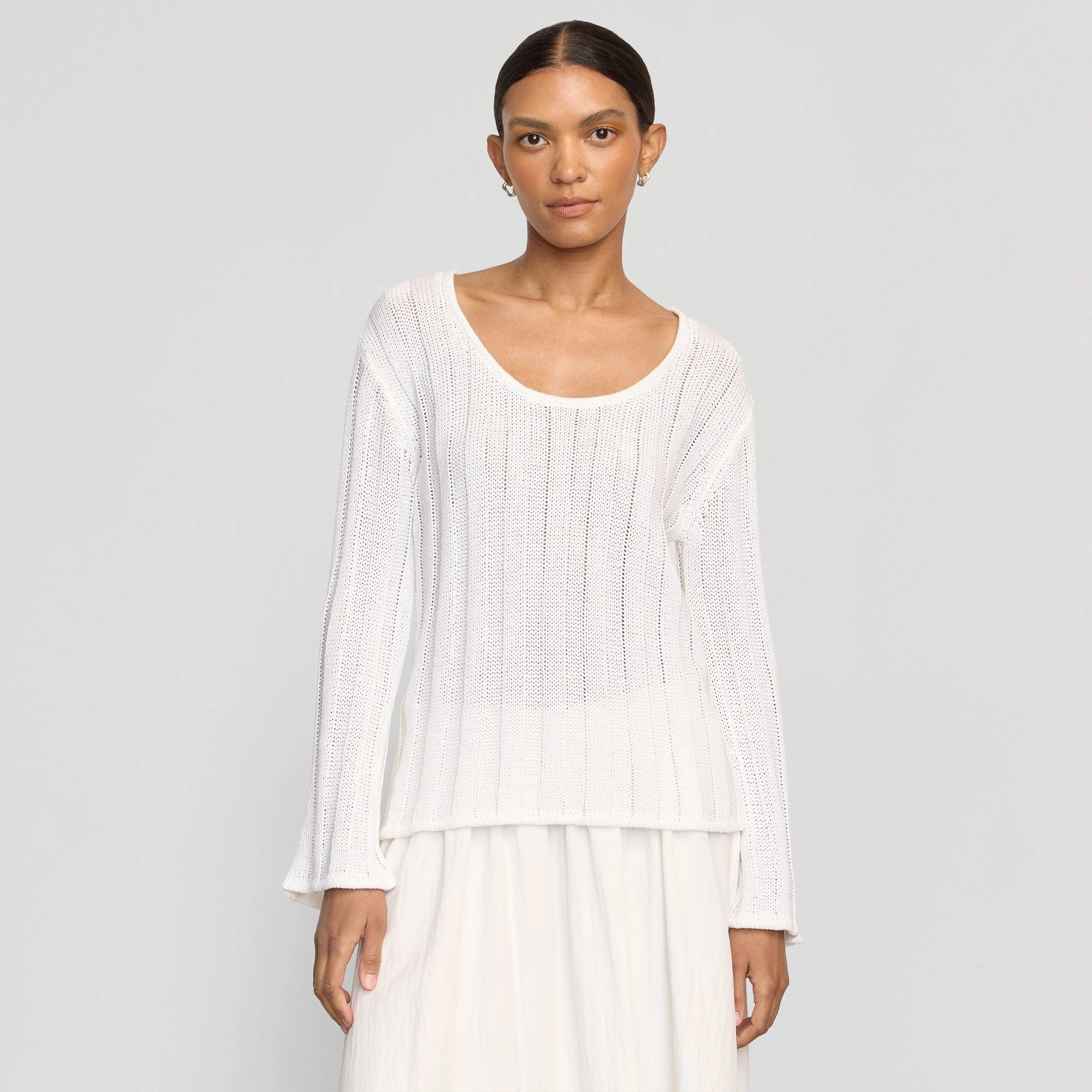 Leah Ribbed Scoop-Neck Sweater WrinkleFree Fabric AbrasionResistant Edging
