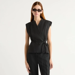 Leandra Tencel-Blend Wrap Vest Temperature control Sweat Absorbing Lining