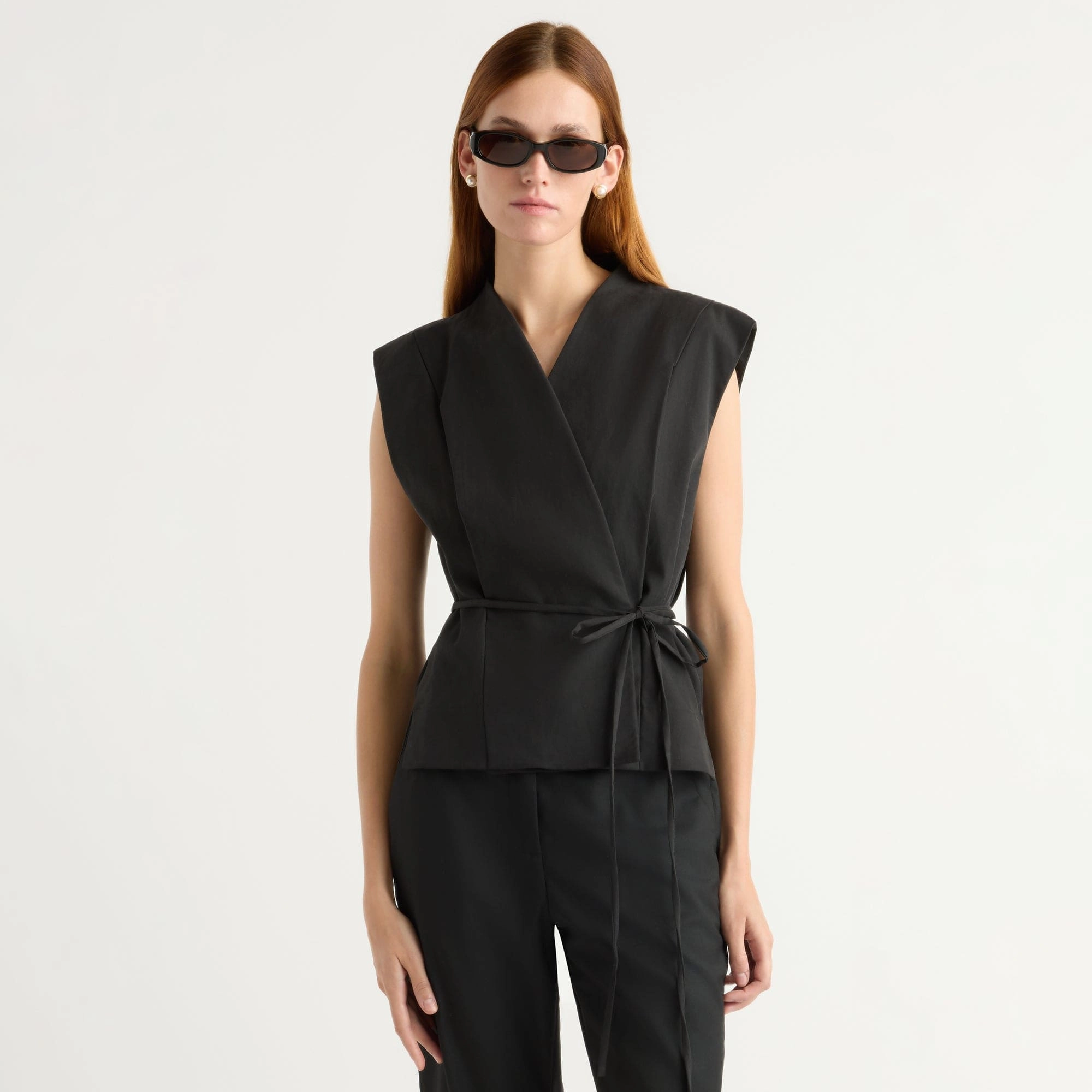 Leandra Tencel-Blend Wrap Vest Temperature control Sweat Absorbing Lining