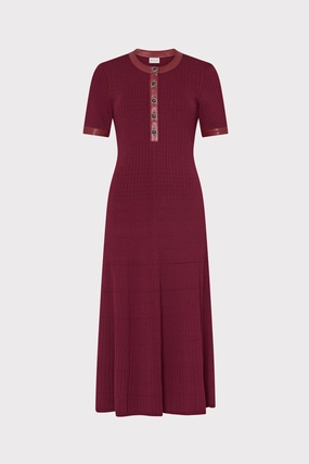 Lightweight Thermal Insulation Leather Detail Knit Midi Dress