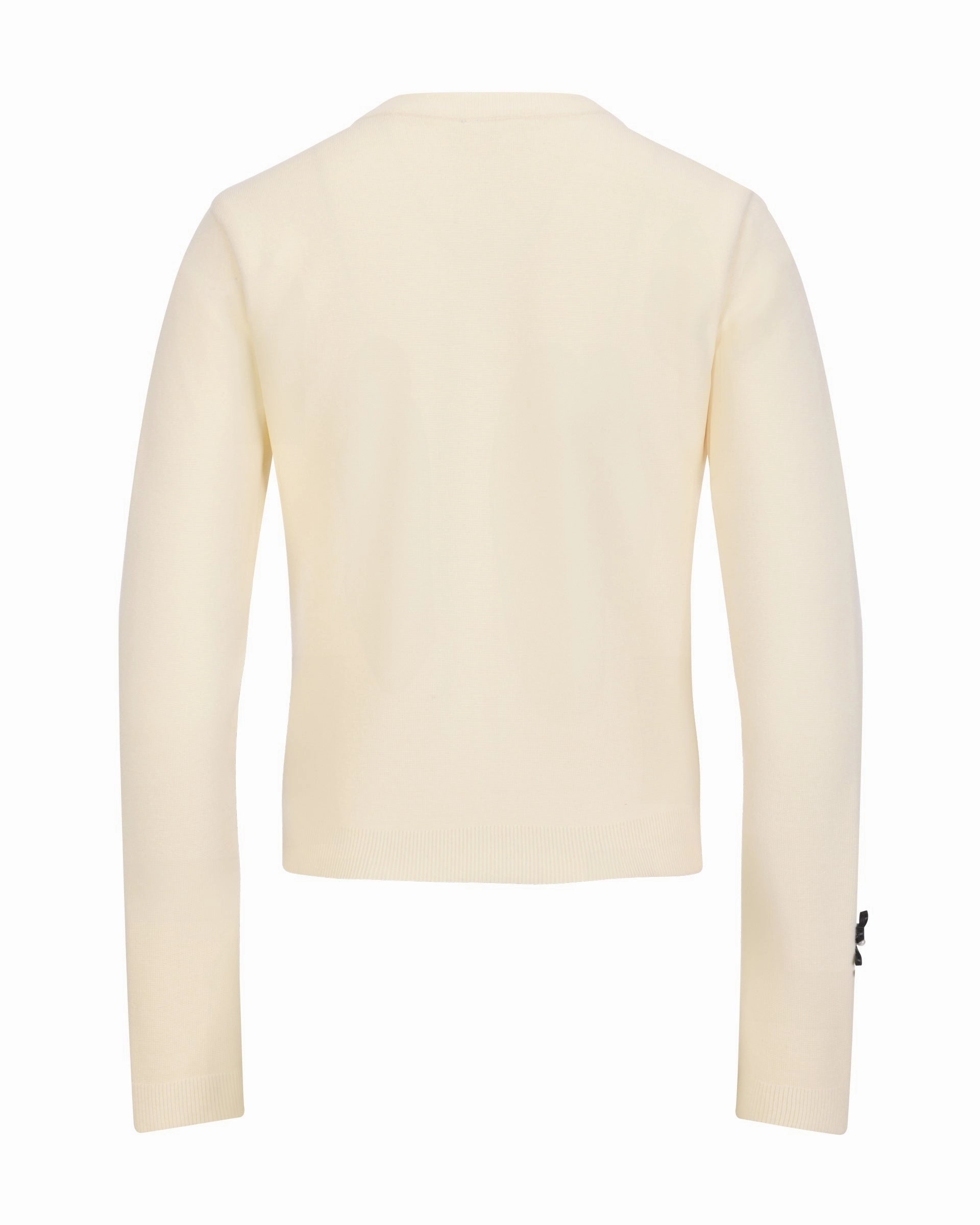 Low Profile Seaming Leather flower trimmed cardigan - Cream