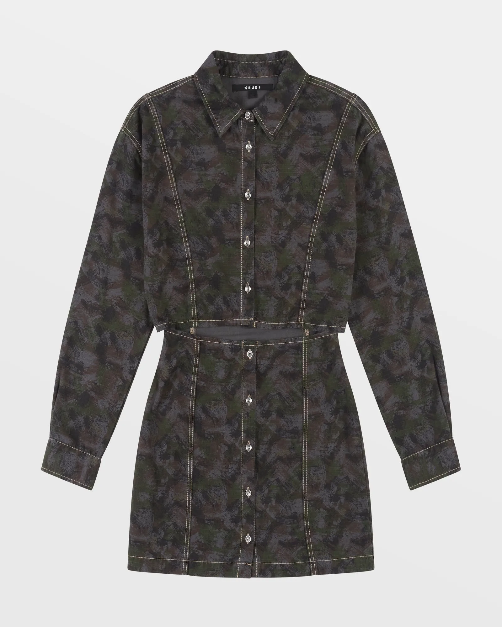 CUTOUT SHIRT DRESS CAMO Functional-Design