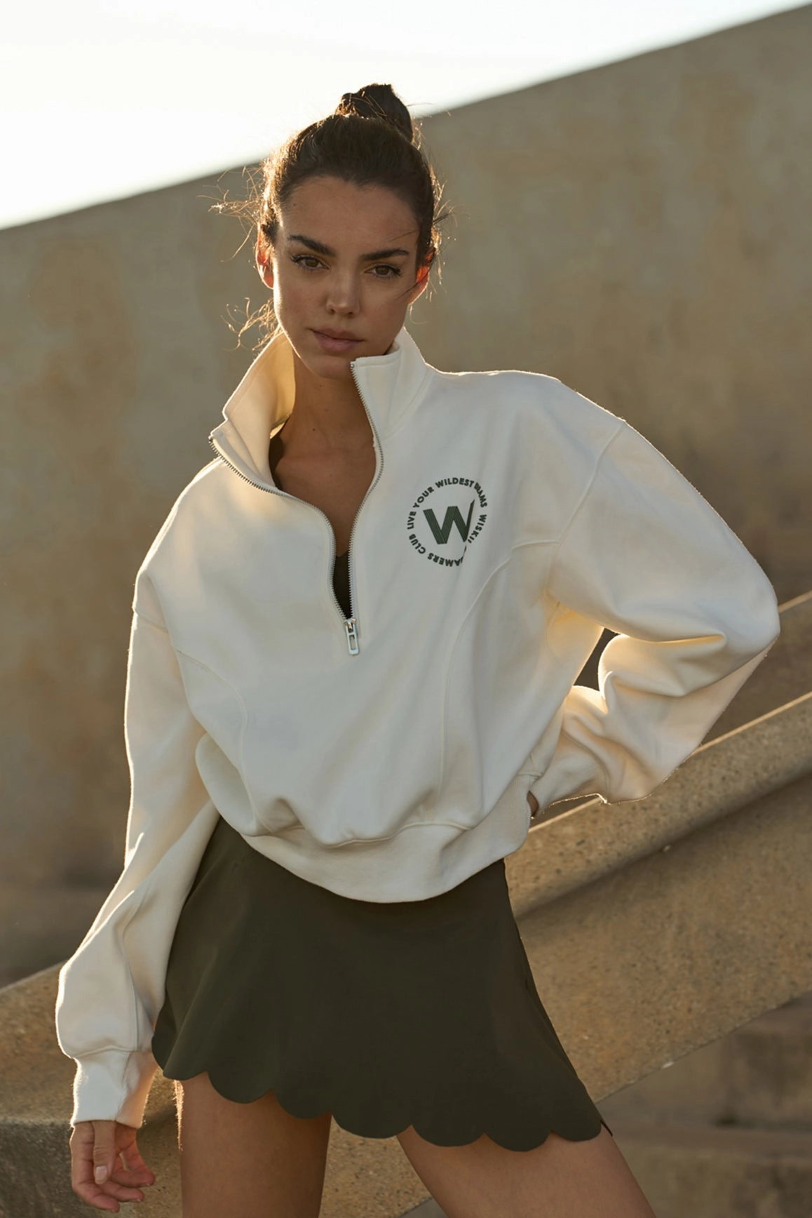 Leisure Half-zip Sweatshirt GarmentWashed Texture