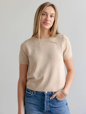 Clean Cut Lelia Short Sleeve Knit- Taupe